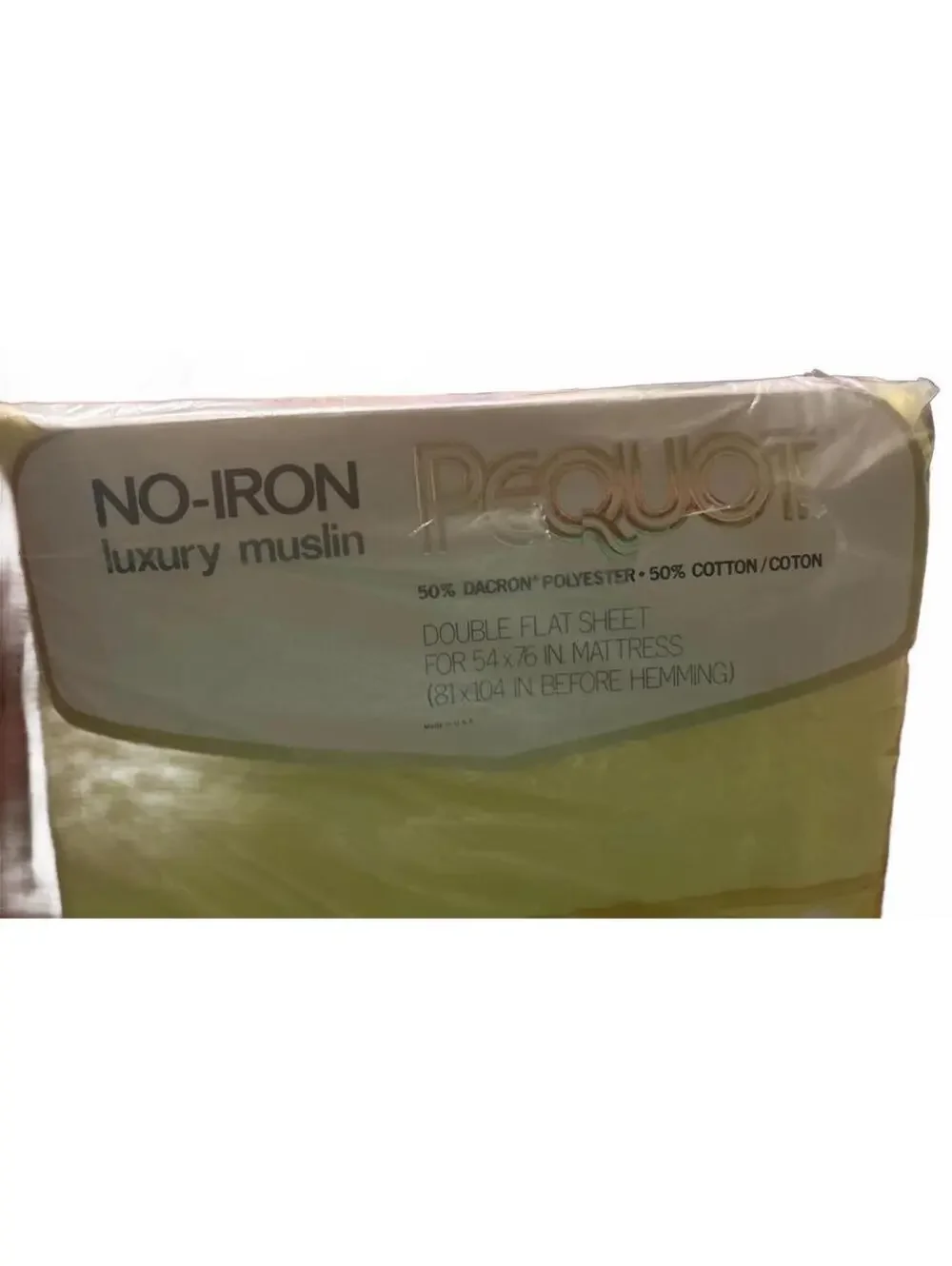Pequot No-Iron Luxury Muslin Double Flat Sheet Yellow Checkmates